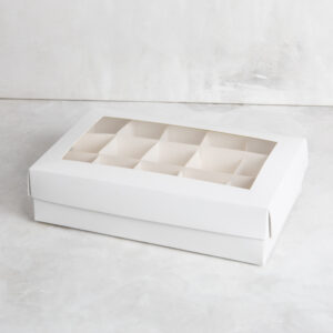 Caja blanca base y tapa con visor 15 divisiones 26x16x6 cm – 10 U