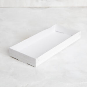 Caja base blanca y tapa de acetato 21x9x2.5 cm – 10 U